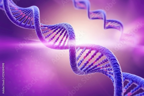 A 3D rendering of a DNA double helix, showcasing its intricate structure and genetic code. photo