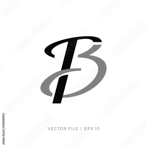 initial letter TB BT script logo