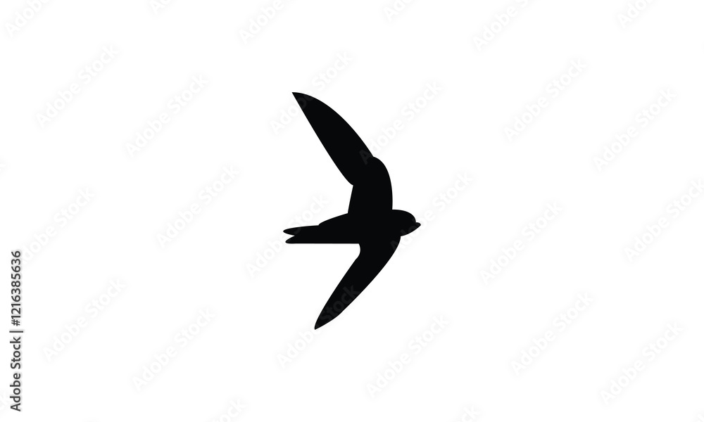 Obraz premium Flying Black Swift Bird Silhouette Design And Vector Illustration. 
