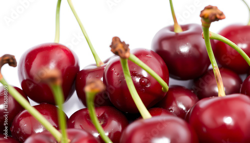 Fresh cherries on a white background