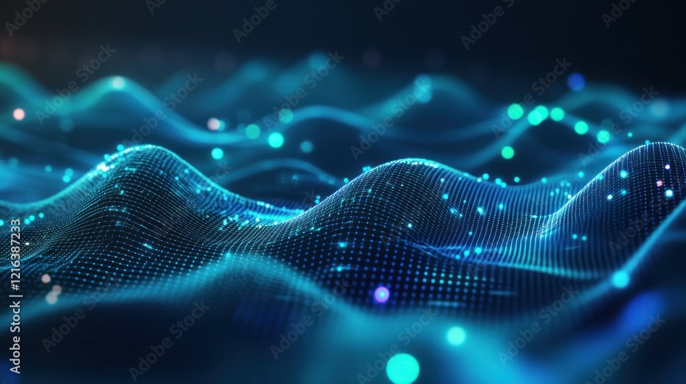 Abstract Digital Waveform: Turquoise Data Stream Abstract Digital Waveform: Turquoise Data Stream