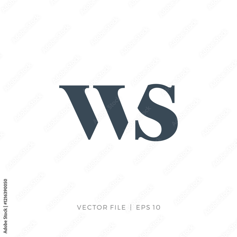 initial letter WS serif font classic logo initial letter WS serif font classic logo