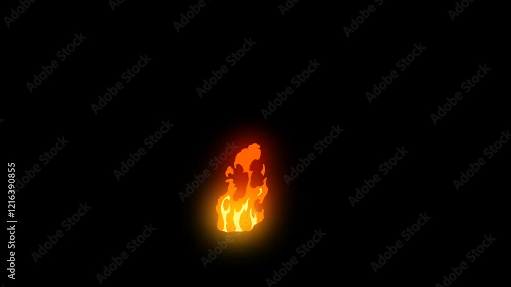 A dynamic fire flame animation with vivid, glowing flames on a black screen, ideal for adding energy and intensity to projects related to heat, fire, or danger A dynamic fire flame animation with vivid, glowing flames on a black screen, ideal for adding energy and intensity to projects related to heat, fire, or danger