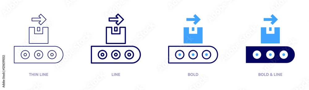 Conveyors icon in 4 different styles. Thin Line, Line, Bold, and Bold Line. Duotone style. Editable stroke Conveyors icon in 4 different styles. Thin Line, Line, Bold, and Bold Line. Duotone style. Editable stroke