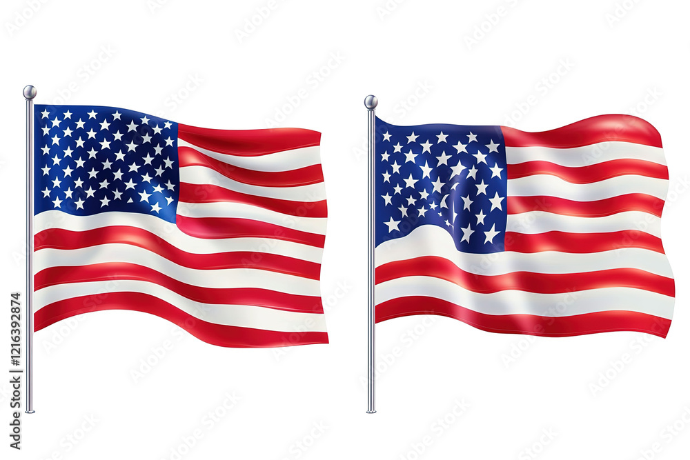 Fototapeta premium A watercolor painting of the American flag with splashes of red, white, and blue. ,on transparent background.