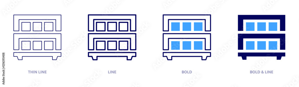 Shelf icon in 4 different styles. Thin Line, Line, Bold, and Bold Line. Duotone style. Editable stroke Shelf icon in 4 different styles. Thin Line, Line, Bold, and Bold Line. Duotone style. Editable stroke