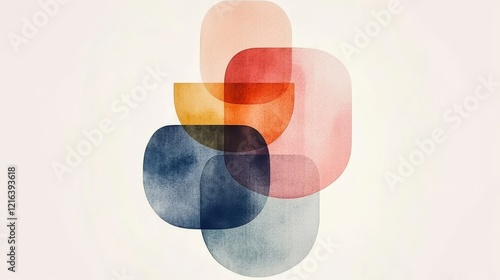 Abstract Geometric Watercolor Overlapping Shapes in Pastel Tones