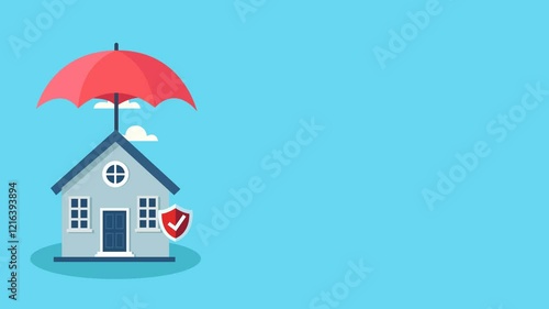 Wallpaper Mural Animated House Home Under Umbrella With Protect Safe Symbol For Property Real Estate Building Insurance And Protection Torontodigital.ca