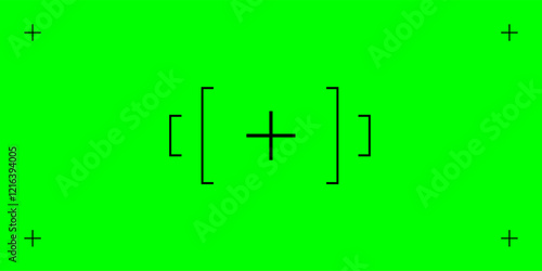 Chroma key green screen with tracking markers. Used for special effects and VFX in post-production. Professional vector illustration.