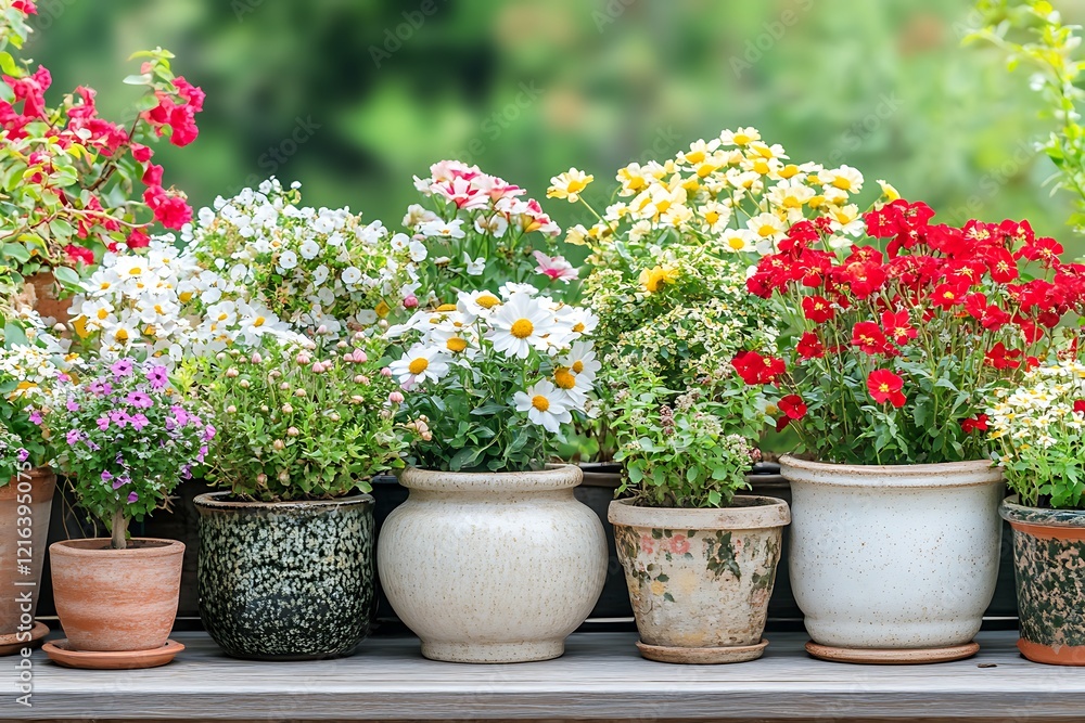 A Colorful Array of Potted Flowers A Colorful Array of Potted Flowers