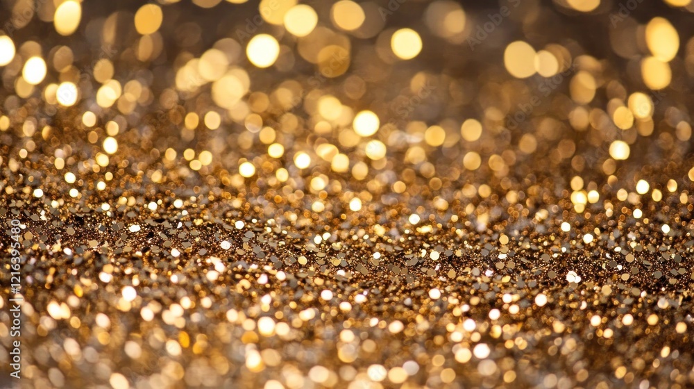 Golden Glitter Bokeh Abstract Background with Shimmering Lights and Sparkles Golden Glitter Bokeh Abstract Background with Shimmering Lights and Sparkles