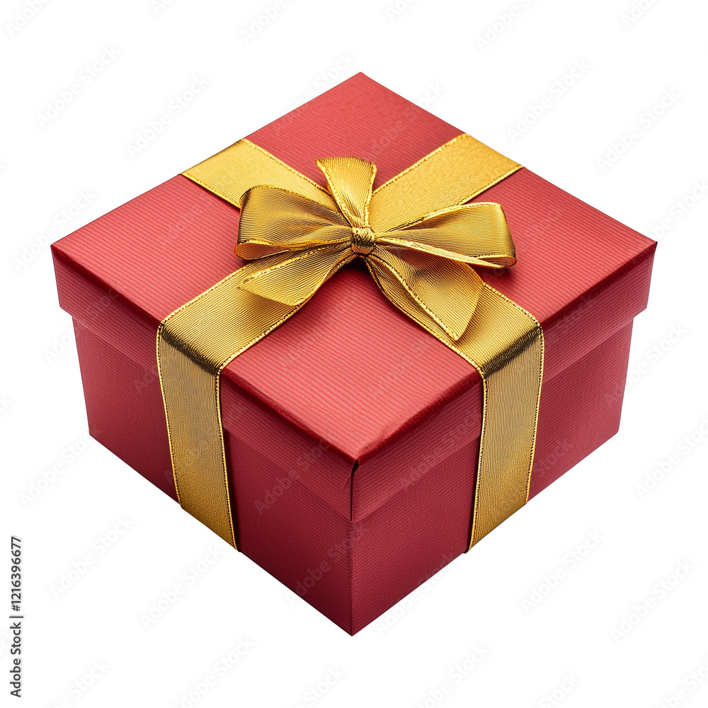 isolated red gift box with gold ribbon isolated red gift box with gold ribbon