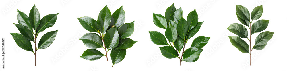 Fototapeta premium Lush Green Leaves Closeup in Tranquil Natural Setting