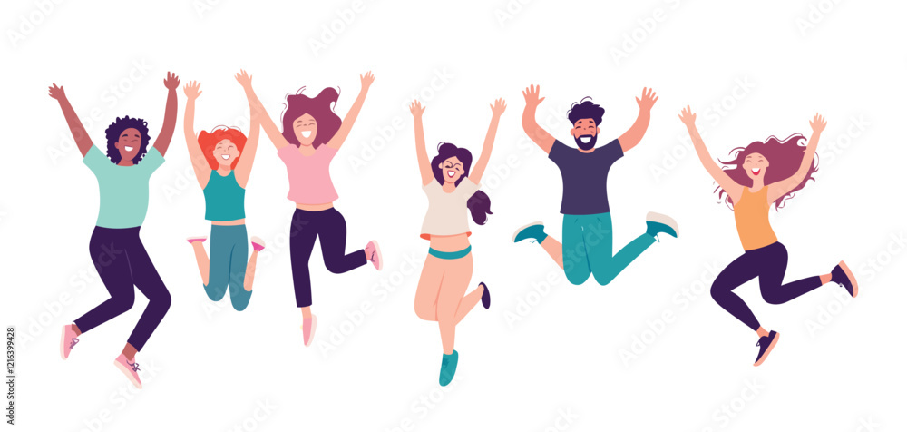 Diverse group of people celebrating with excitement and joyful expressions. Diverse group of people celebrating with excitement and joyful expressions.