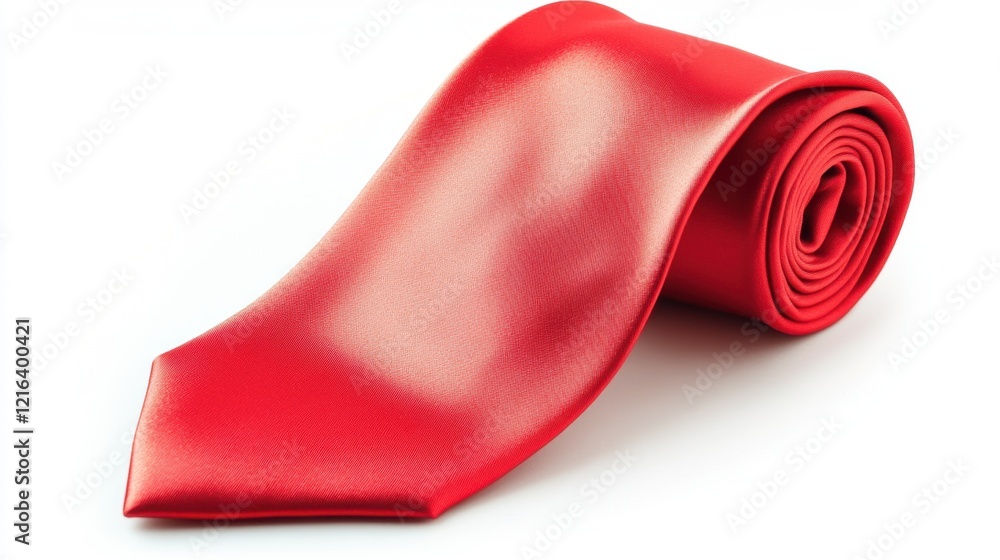 A silk tie in a bold, solid color, isolated on white for professional accessories marketing. A silk tie in a bold, solid color, isolated on white for professional accessories marketing.