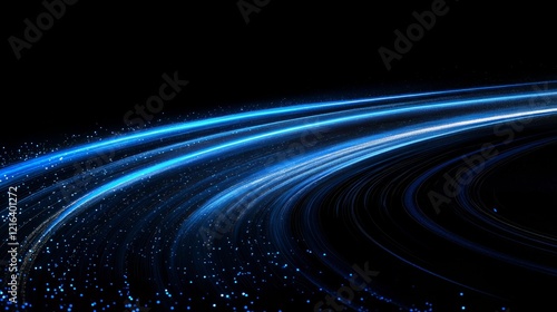 Dynamic Blue Light Trails on Black Background - Made with Generative AI