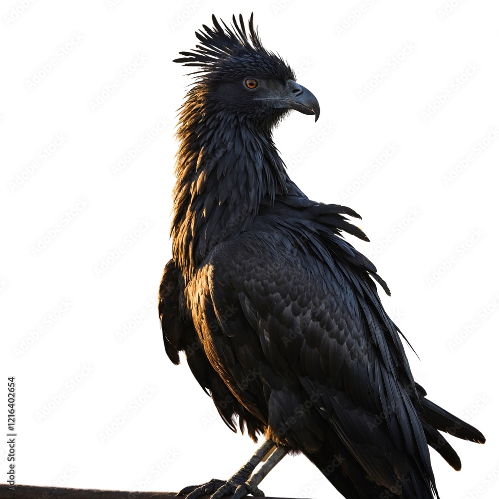 Fototapeta premium raven on a white background. Black palm cockatoo perched on white background.