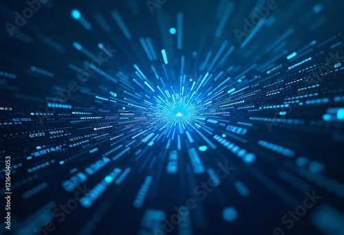 Digital Particles Converge to Create a Mesmerizing Blue Explosion of Data. Generative AI