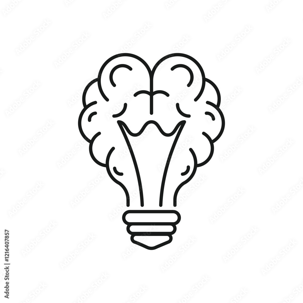 Brain light bulb line icon vector Brain light bulb line icon vector