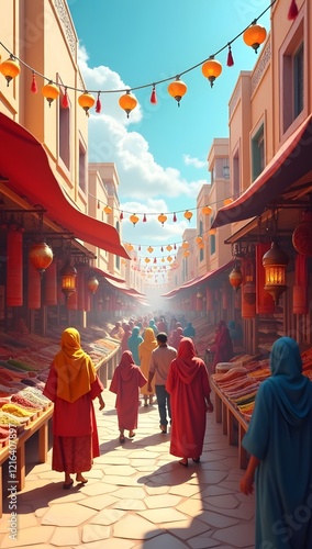 Traditional bazaar with oranges and tropical fruits on display
