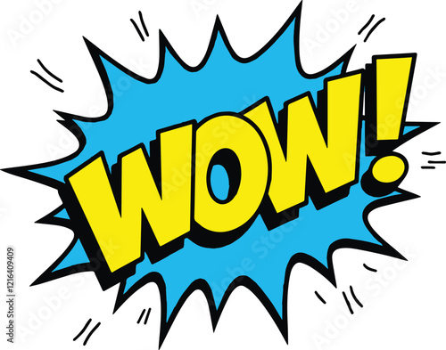 Wow comic speech bubble on white background
