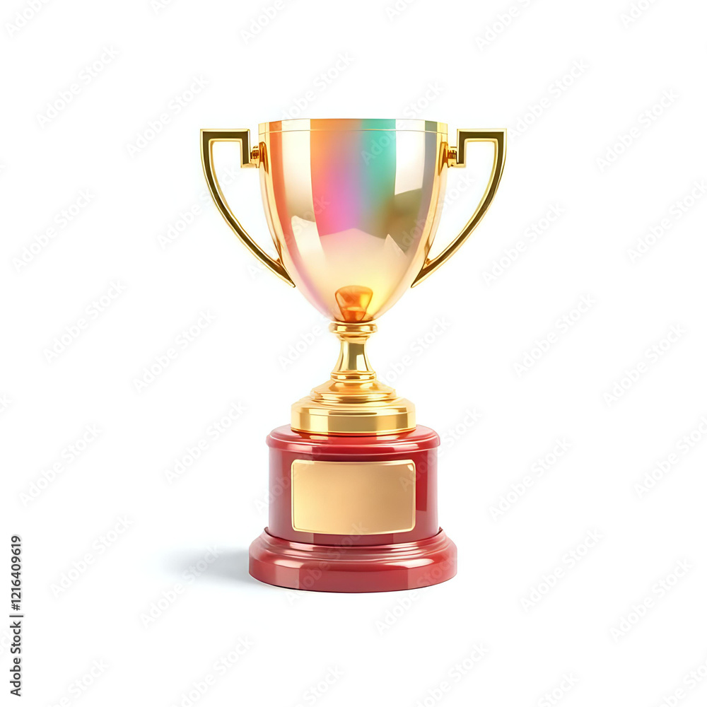 A Gleaming 3D Trophy Icon Isolated on White Background A Gleaming 3D Trophy Icon Isolated on White Background