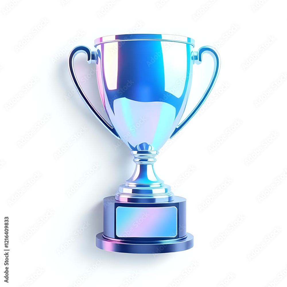 A Gleaming 3D Trophy Icon Isolated on White Background A Gleaming 3D Trophy Icon Isolated on White Background