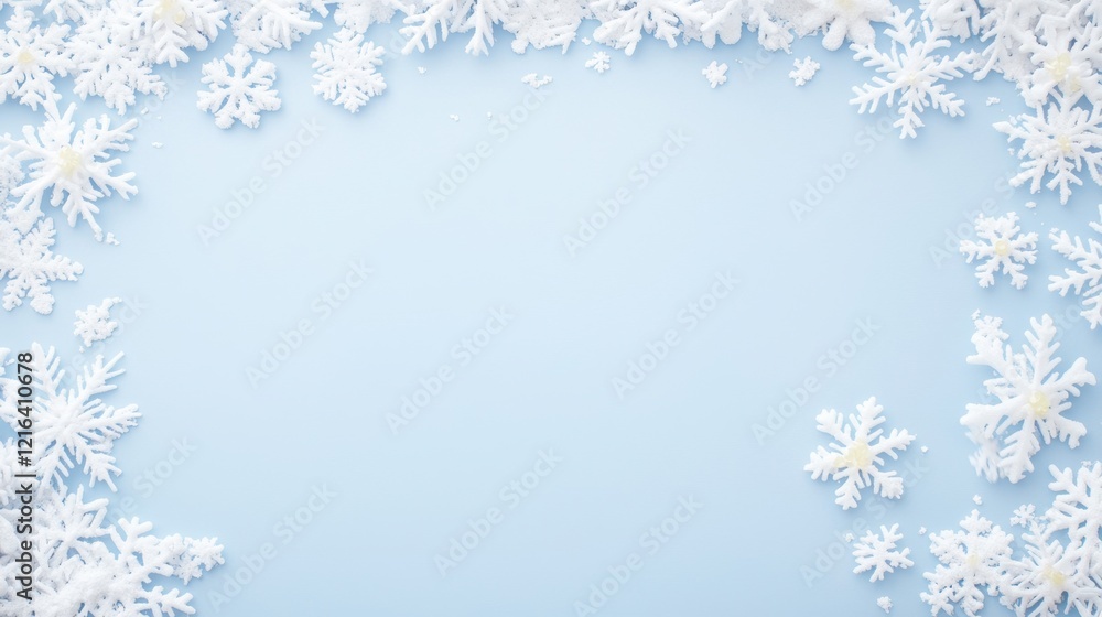 Christmas ornaments and snowflakes on blue background Christmas ornaments and snowflakes on blue background