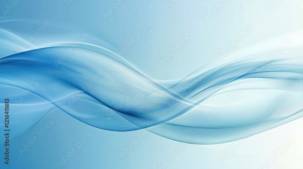 Obraz premium Abstract Blue Wave Serenity: A Tranquil Digital Art