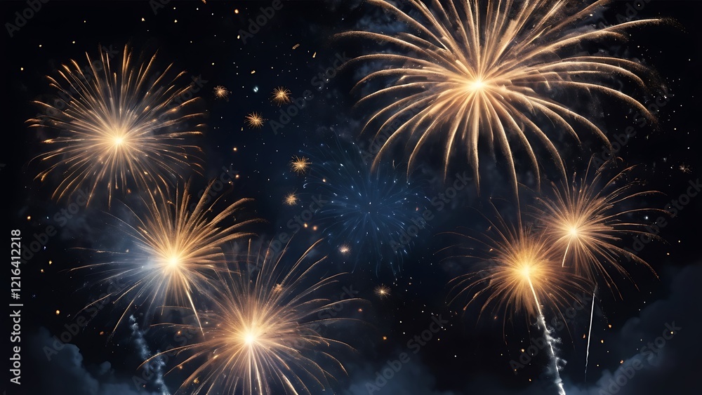 Vibrant fireworks display in the night sky, showcasing various colors and patterns delighting the viewers with dazzling bursts Vibrant fireworks display in the night sky, showcasing various colors and patterns delighting the viewers with dazzling bursts