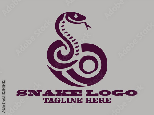 Dark purple cobra design with raised hood, suitable for printed materials vector illustration of snake containing poisonous snake Snake logo with Symbol of Strength, snake tattoo Tribal Design