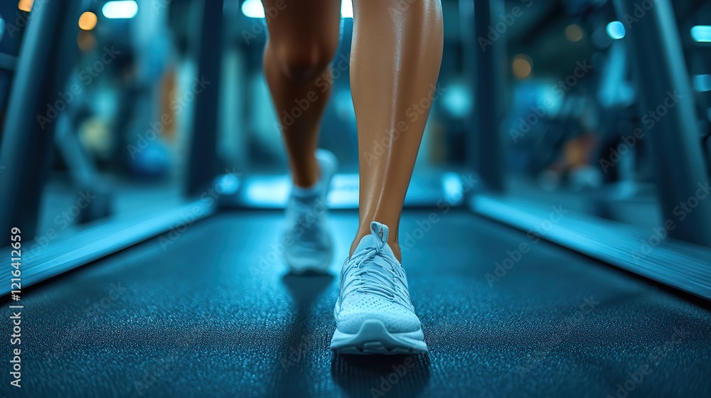 woman legs and treadmill for muscle in workout exercise with strong legs for healthy cardio gym background or anatomy of person woman legs and treadmill for muscle in workout exercise with strong legs for healthy cardio gym background or anatomy of person