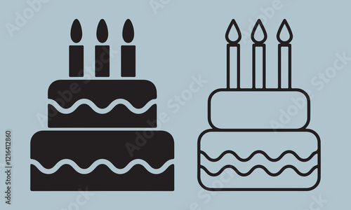 Birthday Cake Icon  birthday, birthday cake, illustration, celebration, vector, icon symbol, party - social event, clip art, event, no people, balloon, fun, gift, design, sign, symbol, cake, editable 