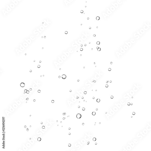 Oxygen air bubbles  flow  in water on white  background.