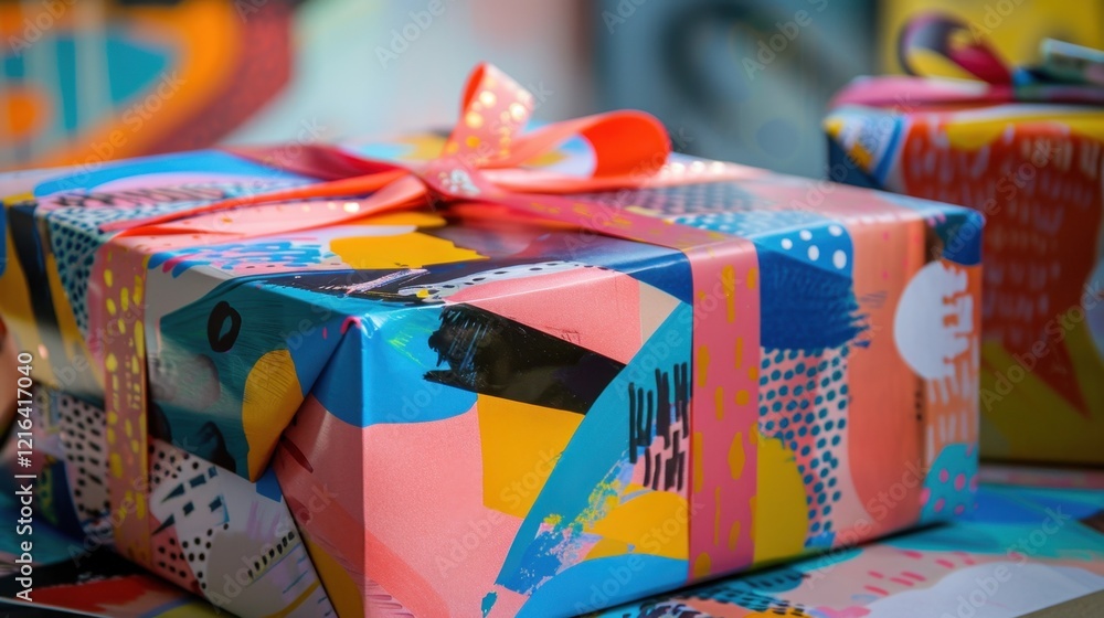 Fototapeta premium Vibrant Gift Wrapping with Abstract Patterns