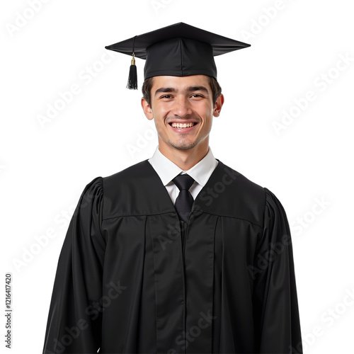 portrait of a graduate in cap with transparent background