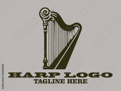 This harp vector illustration features a harp design with elegant curves and vertical strings, an elegant classical musical instrument old harp instrument and beautiful harp classical music accessory