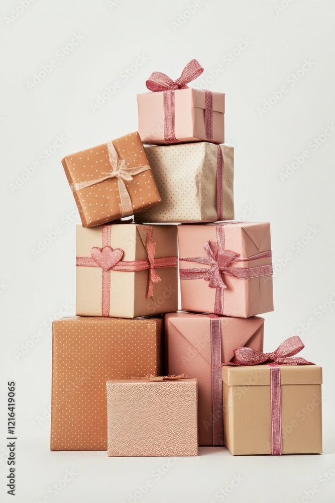 Obraz premium Stacked Gift Boxes in Pastel Tones