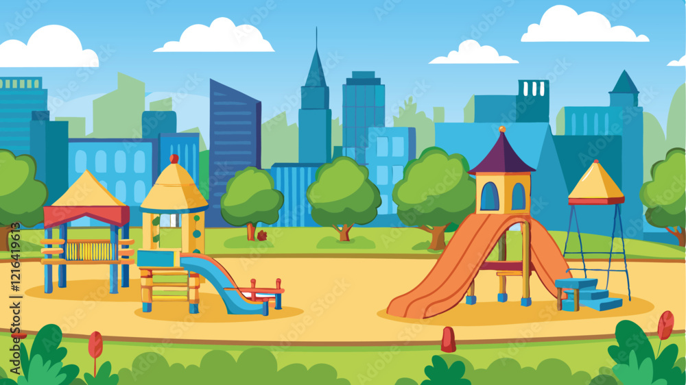 Fototapeta premium kindergarten or kids playground in city park vector