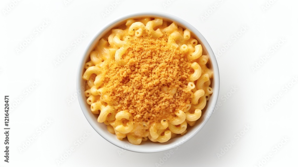 Creamy macaroni and cheese topped with crunchy breadcrumbs in a simple bowl Creamy macaroni and cheese topped with crunchy breadcrumbs in a simple bowl