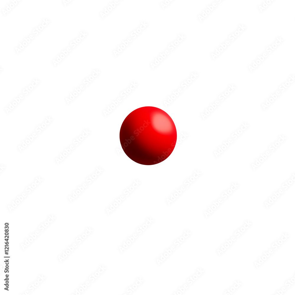 The image shows a single, perfectly round red sphere against a pure black background. The image shows a single, perfectly round red sphere against a pure black background.