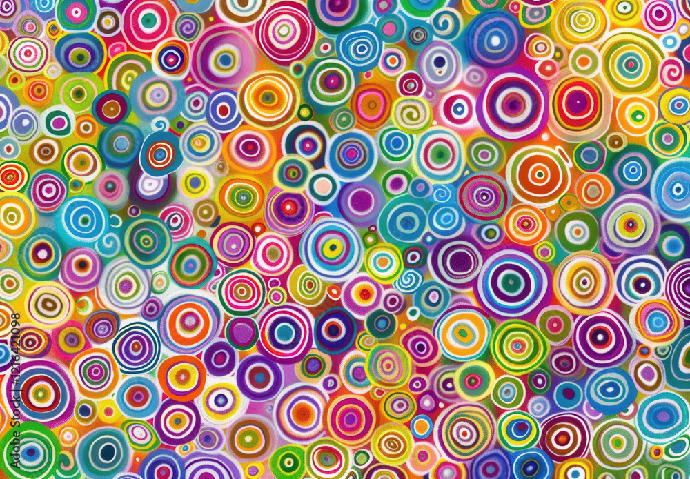 Colorful abstract circles create vibrant and dynamic pattern, showcasing variety of hues and sizes. This lively design evokes sense of joy and creativity Colorful abstract circles create vibrant and dynamic pattern, showcasing variety of hues and sizes. This lively design evokes sense of joy and creativity