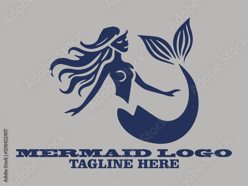 Dark blue mermaid looking up, perfect for fantasy themed designs mermaid vector illustration elegant design mermaid sketch simple mermaid and singing mermaid