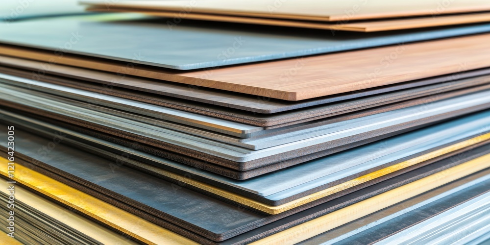 Stacked wood panels, factory, interior, material. Design resource Stacked wood panels, factory, interior, material. Design resource
