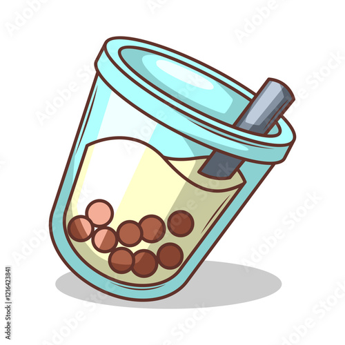 Bubble tea vector  sticker cartoon. hand draw illustration art