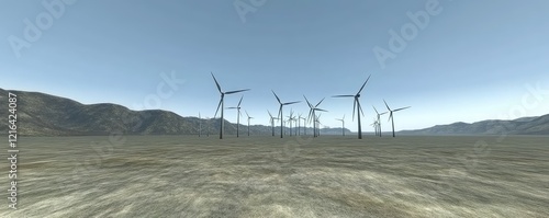 Desert wind farm landscape, renewable energy.  Website banner