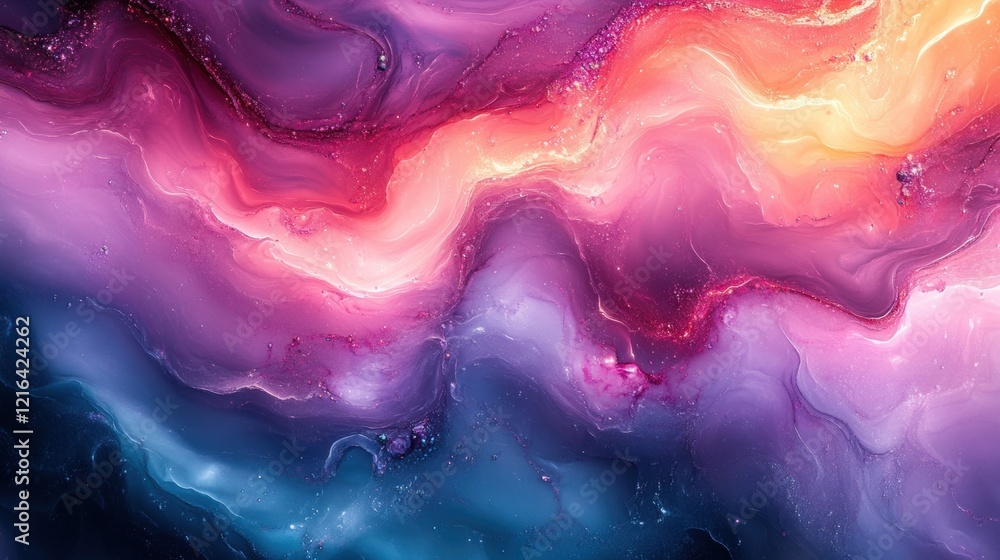 Vibrant abstract fluid art with swirling waves and cosmic colors Vibrant abstract fluid art with swirling waves and cosmic colors