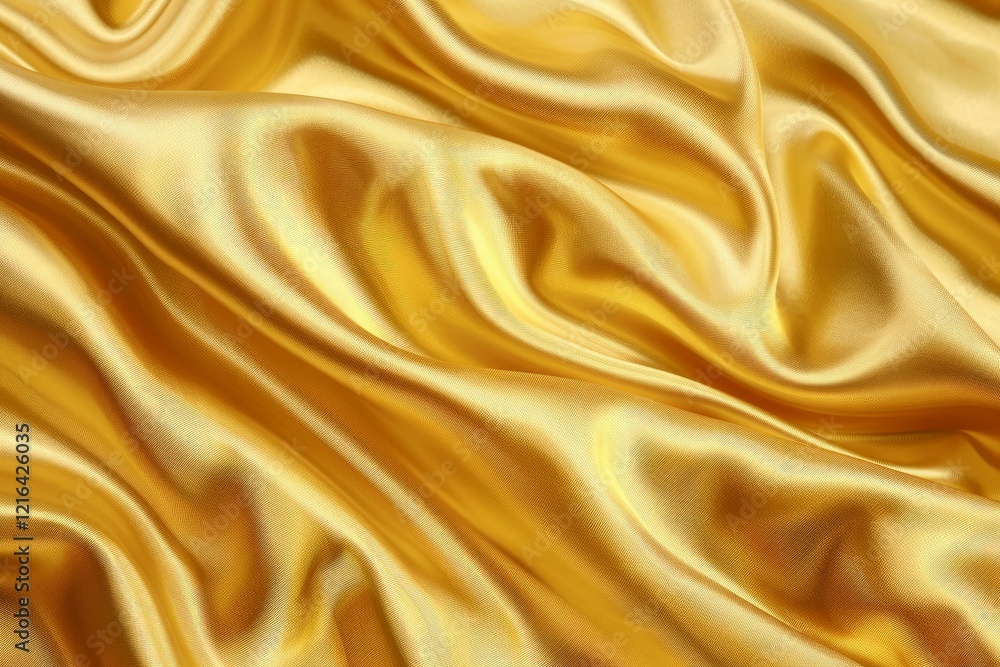 Obraz premium Luxurious golden silk or satin cloth texture background forming elegant waves