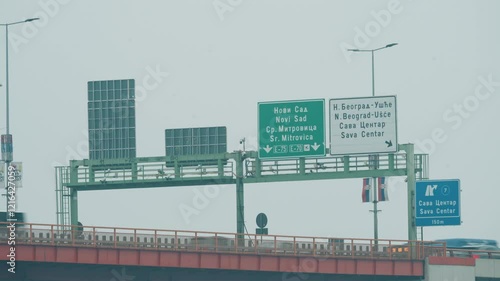 Gazela Bridge with road signs photo