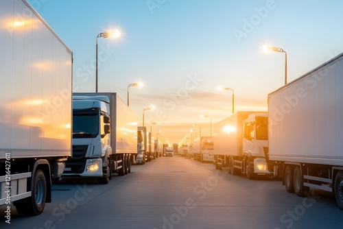 Truck driving on the highway with cargo, moving along the road for delivery and transport